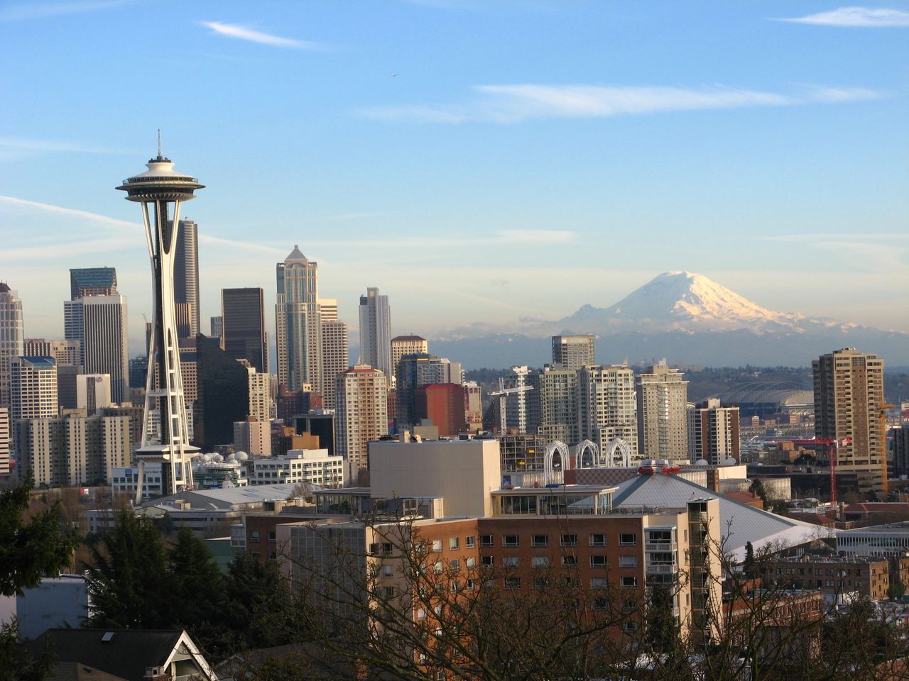 services-03 Stunning view of Seattle skyline featuring the Space Needle and Mount Rainier.